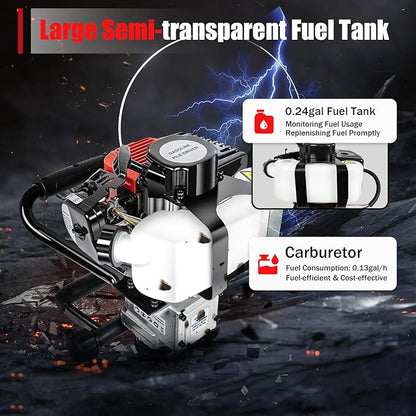 Gas Powered T-Post Driver, 900W 32.7CC T Post Pounder Driver Heavy Duty Gasoline, 2-Stroke Fence Farm Push Pile Gasoline Engine Kit for Fence Post Construction Site