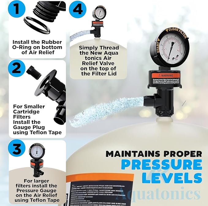 Air Relief Valve – Pressure Relief Valve 98209803 Replacement for FNS, FNS Plus, SMBW 2000 Series and 4000 Series, Clean and Clear – Pool Filter Valve for Pressure Release
