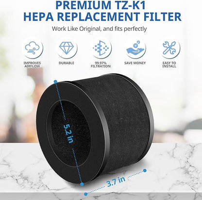 2 Pack TZ-K1 Replacement Filter Compatible With FreAire Air Purifier, VOOPNU DH-JH12, ToLife And MK01 MK06 Purifier, 3-in-1 Upgraded Filtration Filters, Activated Carbon and Pre-filter, JH12 Filter
