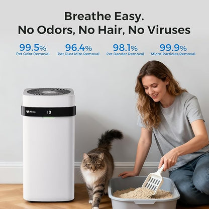 Airdog X5 Pet Air Purifier for Homes Covers Up to 1614 Ft², TPA Technology with Washable Filter, Air Quality Display, Quiet Sleep Mode,Air Purifier for Pet Hairs,Dander Odor Allergies
