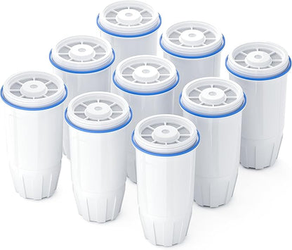 BOGDA 9 Pack Water Filter Replacement, 5-Stage Compatible with Zero Pitcher and Dispenser, Fit for ZR-001, ZR-017, ZR-004, etc.