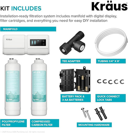 KRAUS Purita 2-Stage Under Sink Water Filtration System with Digital Display Monitor, FS-1001