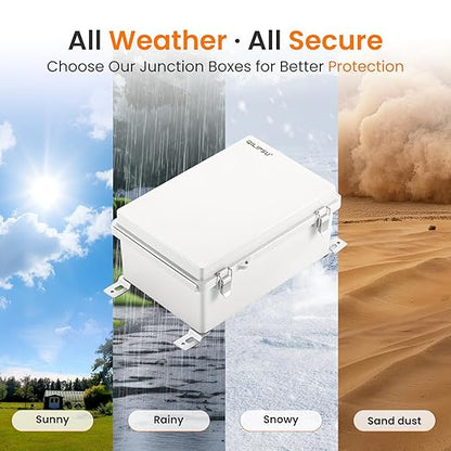 QILIPSU Waterproof Junction Box IP67 Outdoor Plastic Electrical Project Enclosure Weatherproof with Mounting Plate, Wall Brackets, Hinged Grey Cover 8.6"x6.7"x4.3"