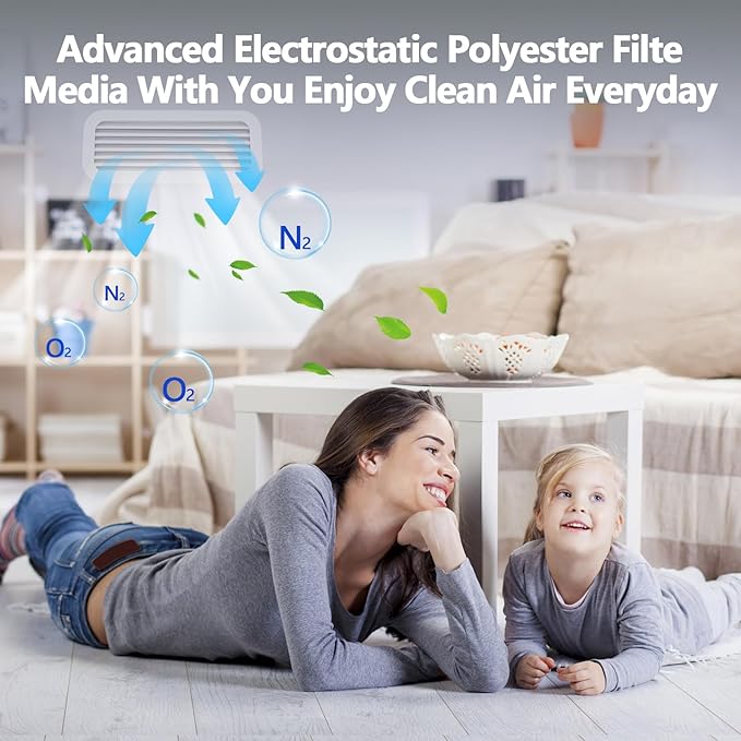 20" x 90" Air Vent Filters, with 48Pcs Adhesive Hook Tape, Cut to Size Air Filter Material HVAC Furnace Filters Kit MERV 8 Triple Vent Filter for Home Floor Register, Ceiling, Grilles