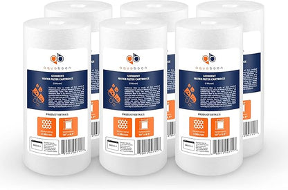 Aquaboon 5 Micron 10 x 4.5 Well Water Sediment Filter Replacement Whole House Water Filter Cartridge Compatible with DGD-5005, WFHD13001B, 6-Pack