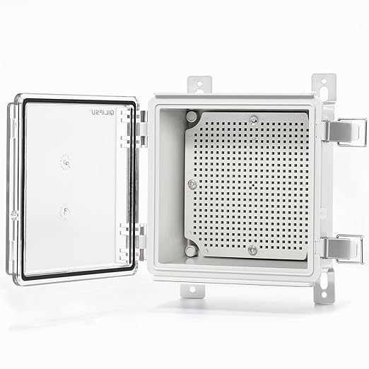 QILIPSU Waterproof Junction Box IP67 Outdoor Plastic Electrical Project Enclosure Weatherproof with Mounting Plate, Wall Brackets, Hinged Clear Cover 5.9"x5.9"x3.5" CC