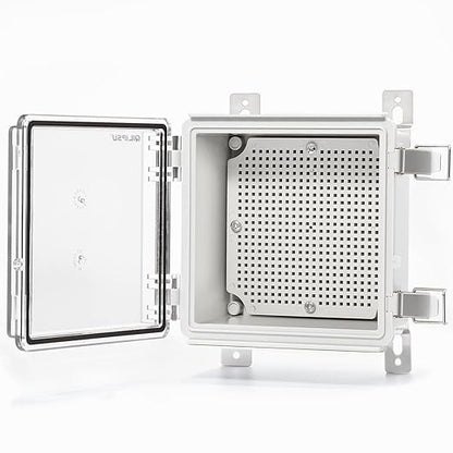 QILIPSU Waterproof Junction Box IP67 Outdoor Plastic Electrical Project Enclosure Weatherproof with Mounting Plate, Wall Brackets, Hinged Clear Cover 5.9"x5.9"x3.5" CC