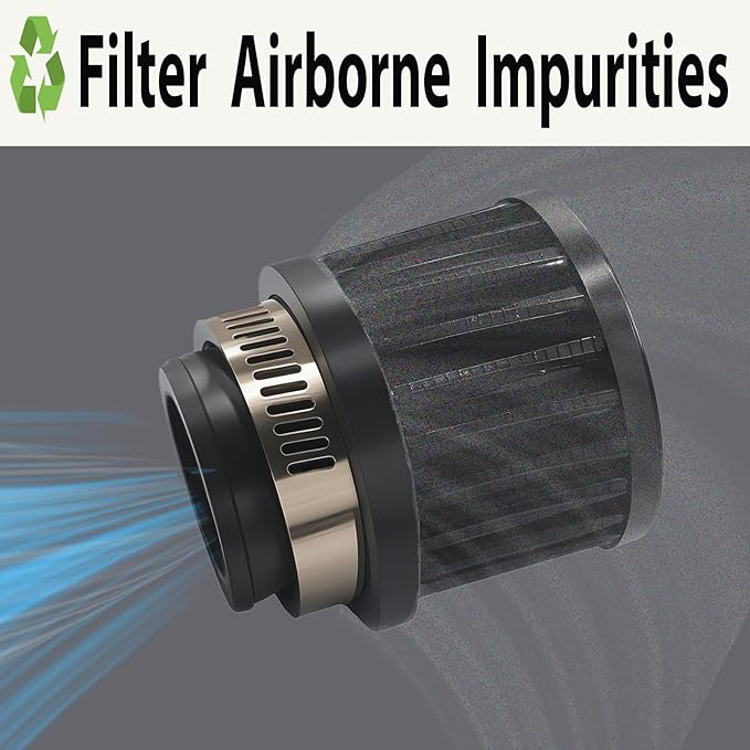 Air Intake Filter - 1" Universal Breather Filter, Automotive Cold Air Filter, Car Valve Cover Oil Breather Turbo Vent Crankcase Cleaner Accessory, Fits Car Motorcycle (Black)