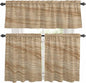 Kitchen Curtains Tiers and Valance Set of 3, Country Farmhouse Light Filtering Window Curtain Set, Vintage Brown Wooden Grain Rod Pocket Curtain Drapes for Cafe, Living Room, 24 Inches Tiers