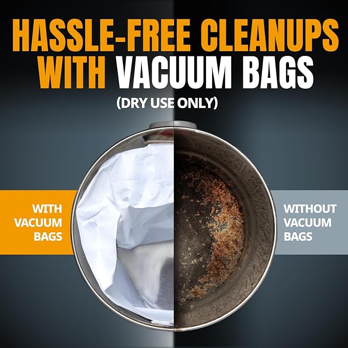 POWERTEC DXVA19-4101 Vacuum Bags 5 Pack for Dewalt DXV06P, DXV09P, DXV10P 6-10 Gal Dust Extractor, Replacement Shop Vac Bags, Dust Bag for Dewalt Wet Dry Shop Vacuum (75063V)