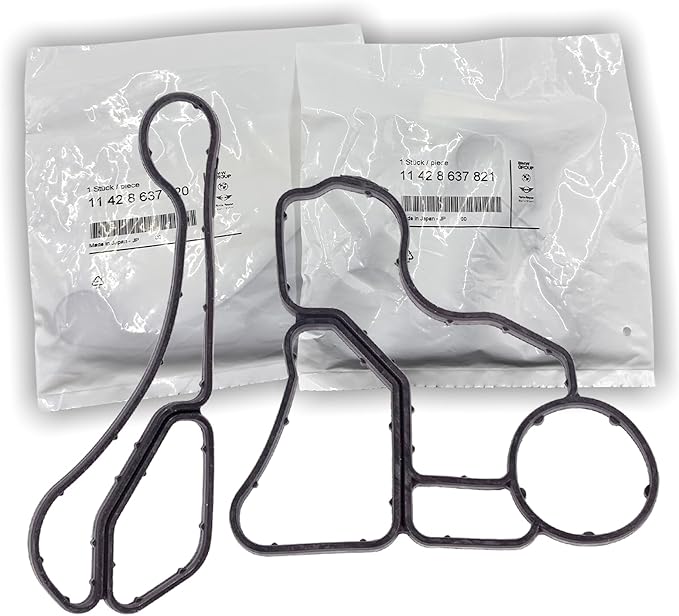 OEM Parts 2pcs, N55 N54 N52 N51 N20 Engine Oil Filter Housing Gasket kit, Cooler Seal Gaskets, for 2002-2021 BMW 1 2 3 4 5 6 7 Series X1 X3 X4 X5 X6 Z4 Original Sealing, 11428637820 11428637821
