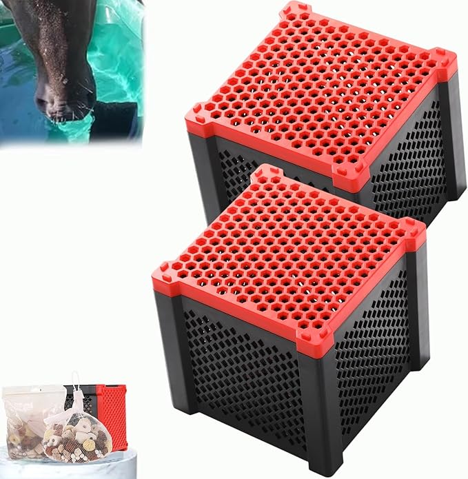 Hortsun 2 Pcs Pure Cube Water Trough Filter with 2 Packs of Filter Materials Aquarium Water Trough Purifier Cubic Purification Material Storage Box for Fish Tanks Horse Troughs Ponds Tanks
