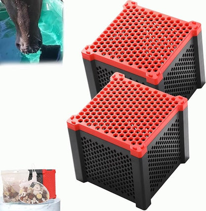 Hortsun 2 Pcs Pure Cube Water Trough Filter with 2 Packs of Filter Materials Aquarium Water Trough Purifier Cubic Purification Material Storage Box for Fish Tanks Horse Troughs Ponds Tanks
