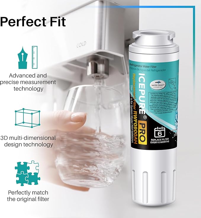 ICEPURE PRO UKF8001 NSF401&473&53&42 Certified Replacement Everydrop EDR4RXD1, Filter 4, Maytag UKF8001AXX UKF8001P, Whirlpool 4396395 WF-UKF8001 FMM-2 MPF15090 SGF-M9 Refrigerator Water Filter 4PACK