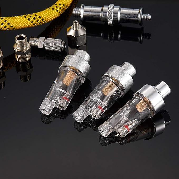 Honoson 3 Pcs 3 Pcs Airbrush In-line Water Trap Mini Air Filter Connect Separator for Connects Directly Onto Airbrushes and Hoses with 1/8 Bsp Threads