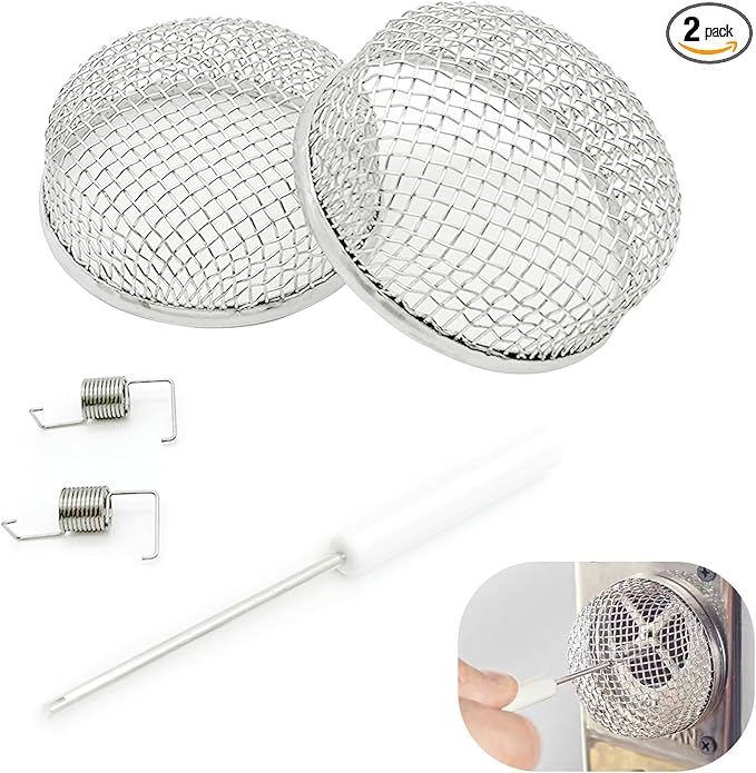 Shakas 2 PCS RV Furnace Vent Screen, Stainless Steel Stove Flying Insect Protection Barrier Mesh Cover, Multi-purpose Conversion Accessory for Do-therm Suburban RV Camper (Silver)