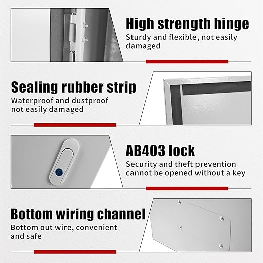 Electrical Box 24 x 16 x 12 Inch Indoor Outdoor Electrical Enclosure Box Steel Junction Box Wall Mounted Universal Electrical Project Box with Safety Locks and Mounting Plates