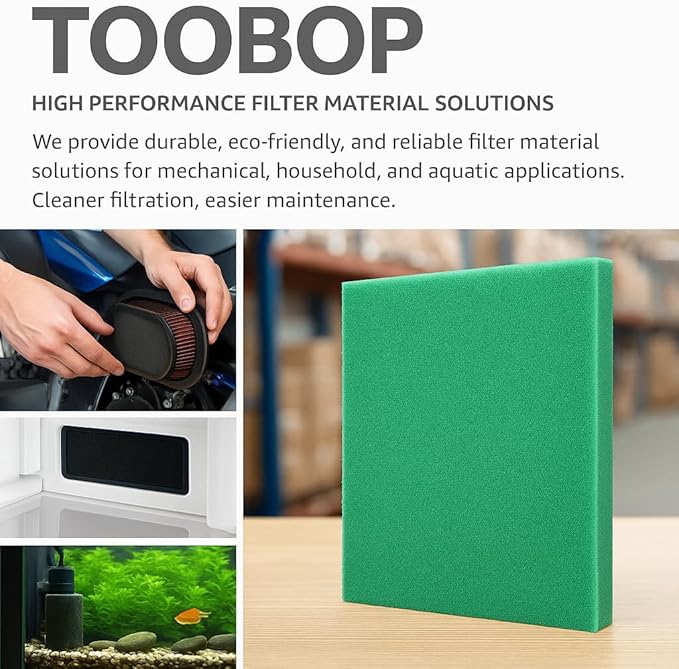 Universal Foam Air Filter Material Sheet – 14" x 17" x 5/8", 65 PPI Green Fine Foam – Reusable, Washable, Trim-to-Fit Air Filter for Motorcycle, ATV, UTV, Dirt Bike, Small Engine, HVAC, Aquarium