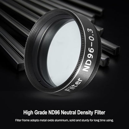 Astromania Telescope Filter Moon Filter 1.25 inch, Neutral Color Filter ND96-0.3 with 50% Light Transmission Reduces Moon Glare&Enhances Lunar Crater Detail, Work with Telescope Accepts 1.25" Eyepiece