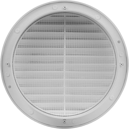 6" Inch (Opening) White Round Air Vent Cover - 5 Pack - Plastic Fresh Air Intake Vent - Modern Soffit Vents - AC Cover with Nylon Mesh Screen - Wall, Ceiling HVAC Return Air Register