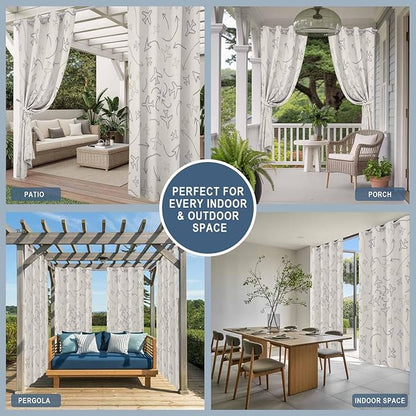 Abstract Airline Route Waterproof Outdoor Curtains for Patio, Windproof Weatherproof Curtains with Weighted Hem, Vintage Aircraft Arrows Light Filtering Privacy Drapes for Porch 54"x 95"