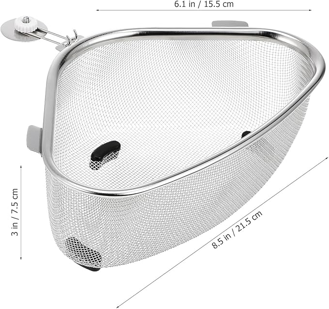 Hemoton Triangle Corner Sink Strainer Basket 8.46X6.10X2.95In Kitchen Drain Basket with Portable Lightweight Design Food Residue Filter for Fruits Vegetables and Kitchen Waste