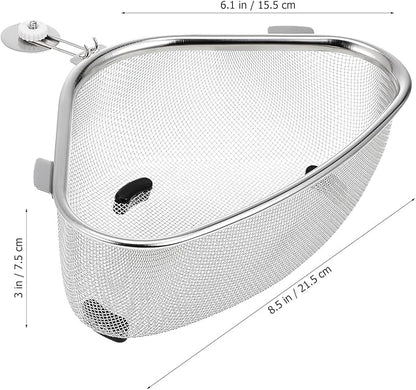 Hemoton Triangle Corner Sink Strainer Basket 8.46X6.10X2.95In Kitchen Drain Basket with Portable Lightweight Design Food Residue Filter for Fruits Vegetables and Kitchen Waste
