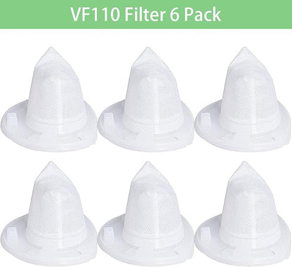 VF110 Filter, 6 Pack Replacement Vacuum Filters for Black & Decker VF110 Cordless Vacuum CHV1210, CHV1410, CHV1410B, CHV1410L, CHV1410L32, CHV1510, CHV9610, BDH2000L, 90558113-01