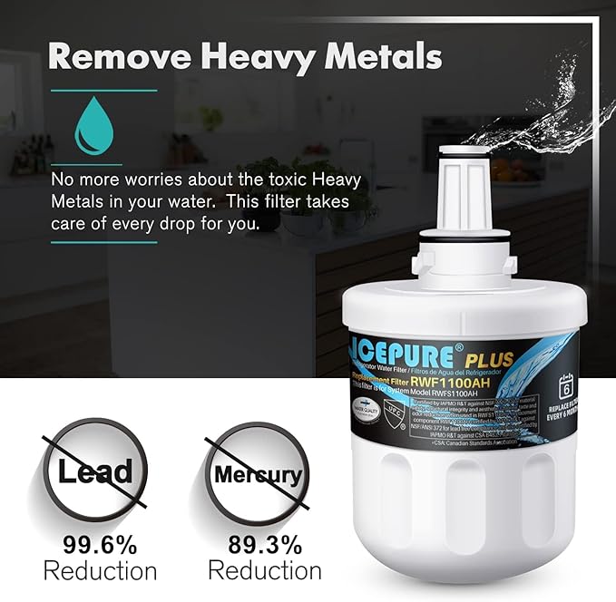 ICEPURE PLUS Remove Heavy Metals NSF/ANSI 53&42 NSF/ANSI/CAN 372 DA29-00003G Replacement for Samsung DA29-00003B DA29-00003A, DA29-00003D DA29-00003F DA97-06317A, HAFCU1, WF289, WSS-1, 4PACK