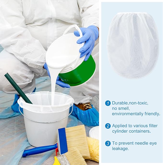 Boao 120 Pieces Paint Strainer Bags White Fine Mesh Filters Bag Bucket Elastic Opening Strainer Bags Hydroponic Paint Filter Bag for Paint Gardening (1 Gallon)
