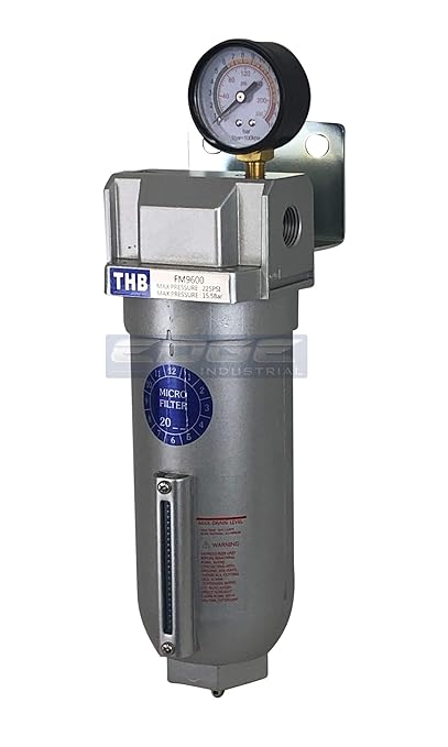 HEAVY DUTY INDUSTRIAL GRADE COALESCING FILTER WITH 0.01u MICRON ELEMENT, 11oz METAL BOWL, REMOVES 99.98% MOISTURE, VAPOR AND OIL FROM COMPRESSED AIR LINES, MANUAL DRAIN (1/2" NPT, 11oz BOWL)