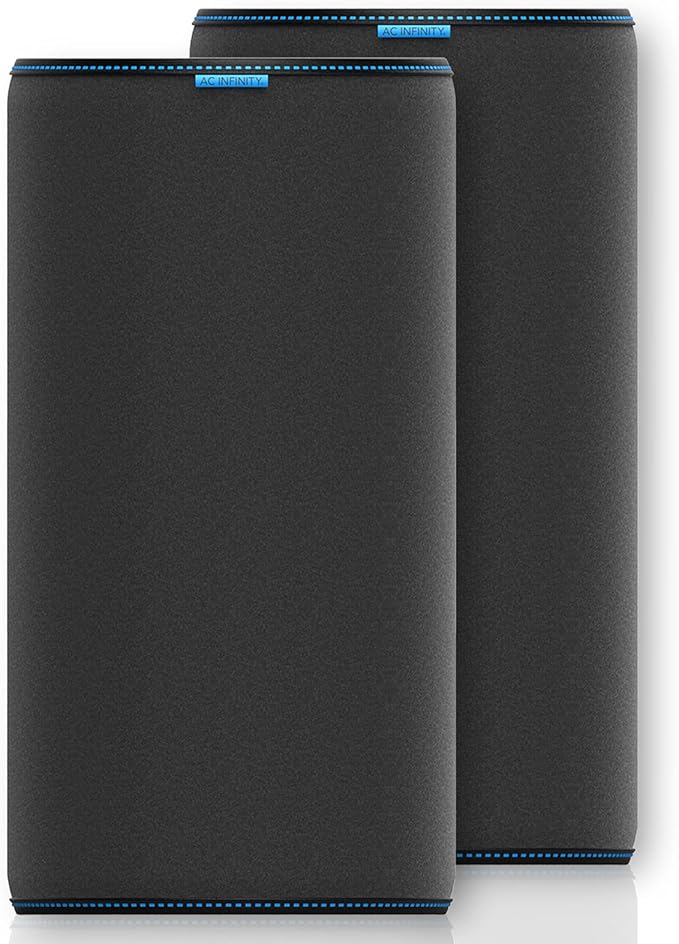 AC Infinity Pre-Filter Cloth 10”, Replacement Inline Filter Sleeve 2-Pack, Fits 10” Carbon Filters for Odor Control in Grow Tents, Indoor Gardening, Hydroponics