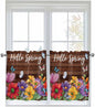 Spring Flowers Half Window Curtain 36 Inches Long, Watercolor Farmhouse Colorful Wooden Grain Window Treatment Curtain Drapes, Small Tier Curtains for Bathroom Over Sink, 27.5"x36", 2 Panels