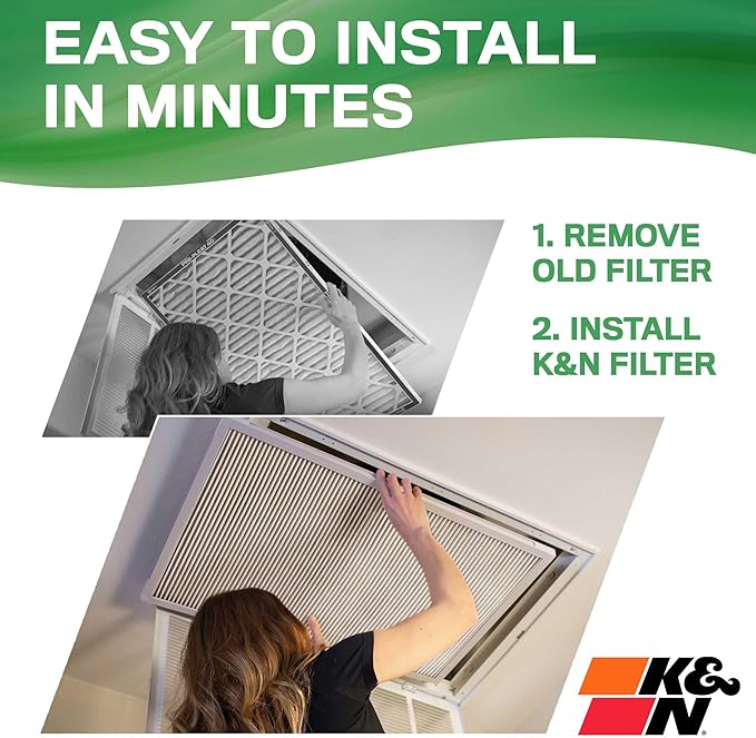 K&N 16X25X1 HVAC Furnace Air Filter, Lasts a Lifetime, Washable, Merv 13, the Last HVAC Filter You Will Ever Buy, Breathe Safely at Home or in the Office, HVC-13-11625