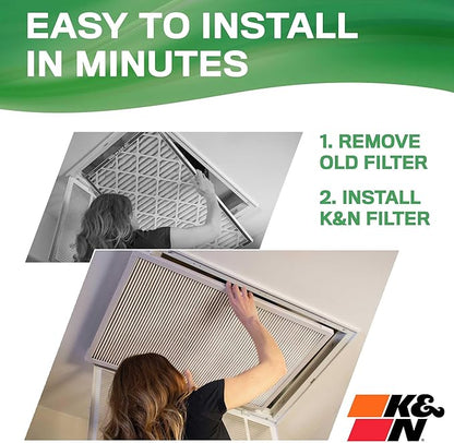 K&N 16X25X1 HVAC Furnace Air Filter, Lasts a Lifetime, Washable, Merv 13, the Last HVAC Filter You Will Ever Buy, Breathe Safely at Home or in the Office, HVC-13-11625