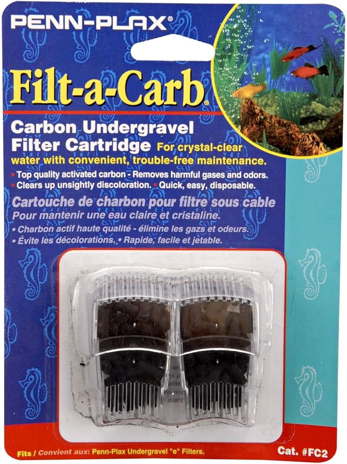 Penn-Plax Replacement Media (2 Pack) – Fits Multi-Pore and Undergravel “E” Filters – Provides Chemical Filtration (FC2)