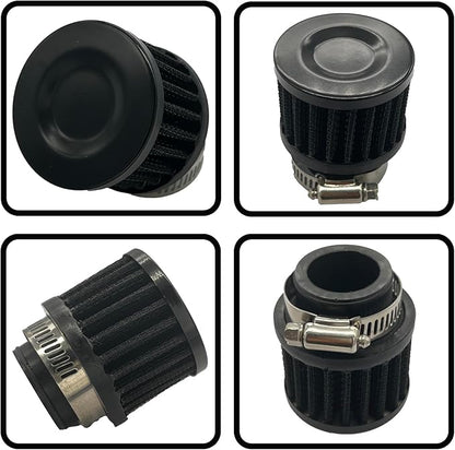 Air Intake Filter - 1" Universal Breather Filter, Automotive Cold Air Filter, Car Valve Cover Oil Breather Turbo Vent Crankcase Cleaner Accessory, Fits Car Motorcycle (Black)