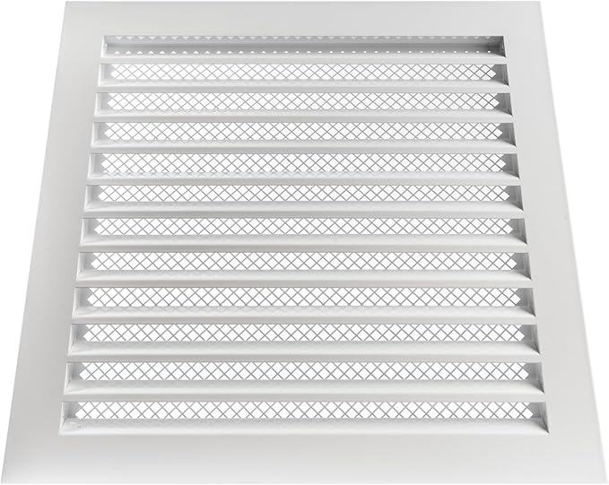 Repa Market 12" x 12" Inch (Inner Dimensions) Galvanized Steel White Soffit Air Vent Cover - Louvered Square Gable Vent with Mesh Screen - Exhaust/Intake Ventilation Grill - Outdoor Metal Duct Grate