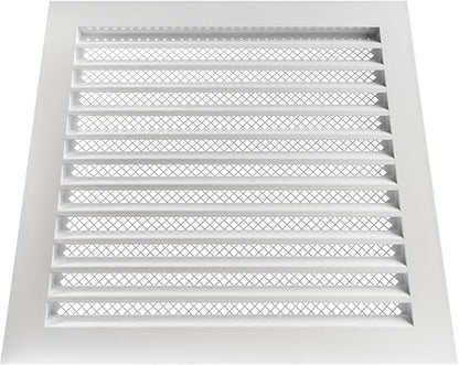 Repa Market 12" x 12" Inch (Inner Dimensions) Galvanized Steel White Soffit Air Vent Cover - Louvered Square Gable Vent with Mesh Screen - Exhaust/Intake Ventilation Grill - Outdoor Metal Duct Grate
