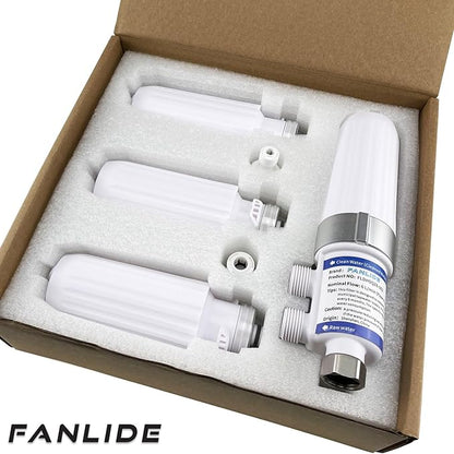 Bidet Water Filter System, Toilet Water Filter for Electronic Bidet Seats, with 4pcs replaceable Filter Cores and 2 Adapters, compatible with 1/2" 1/4" 3/8" Water Hose