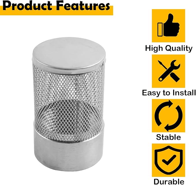 Dia Hose Inlet Suction Strainer Filter, Stainless Steel Water Pump Filter for Garden Irrigation, High Pressure Water Pump, Sprayer & Plumbing Systems (43.5mm)