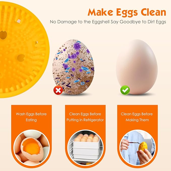 Egg Brush Cleaner, Egg Cleaner Scrubber for Fresh Eggs, Cute Chick Shaped Silicone Egg Washer, Reusable Multipurpose Washing Egg Tool for Fruits and Vegetables (Blue)