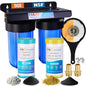 H&G Lifestyles Whole House Water Filter System,Iron Filter for Well Water,2-Stage Water Softener Filtration System, Eliminate Sulfur Smell in Well Water,10" x 4.5" Cartridge,1" Barb Brass Adapter