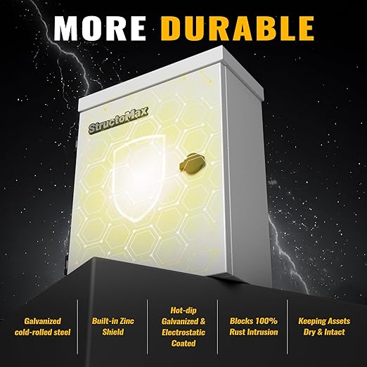 Steel Electrical Box, 20"x16"x10" Steel Enclosure, IP67 Waterproof & Rust-Resistant, Outdoor/Indoor Electrical Junction Box with Mounting Plate for Wall/Pole Mount