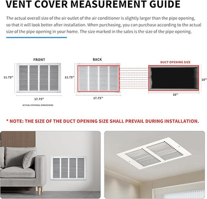 16x10 Return Air Grille(Duct Opening Size),Air Return Vent Cover,Flat Vent Cover,Rejillas De Aire Acondicionado Para Casa,Return Air Grilles,Outer Dimensions:17.75"Wx11.75"H(16"W x 10"H, Duct Opening)