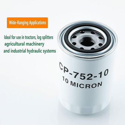 ‎Hydraulic Oil Filter 10 Micron Return Line Filter housing, 20 GPM High Flow, 200 PSI Max Pressure, 1"-12 Thread,Compatible with Log Splitters & Mini Excavators - Replaces CP-752-10,723-0405 221006