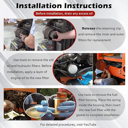 Maintenance Service Filter Kit Compatible with Kubota L3010 L3130 L3410 L3430 HST Replaces# TA040-93220 TA040-93230 HH164-32430 HHTA0-37710 15521-43160