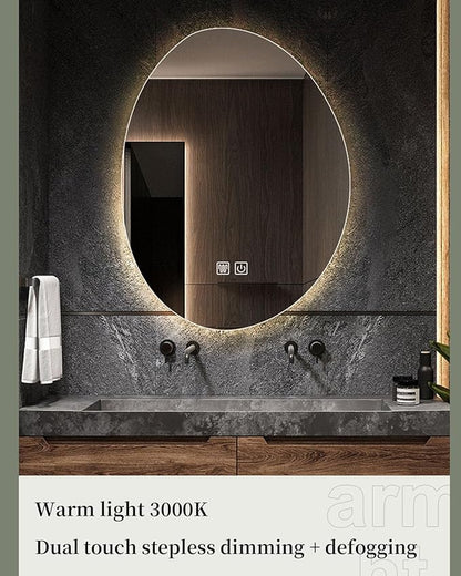 JSLJDM 700 X900 mm Illuminated Backlit LED Bathroom Mirror, Wall Mounted Multifunction Bathroom Vanity Mirror with Lights and Demister Pad, Energy-Saving Illuminated Smart Mirror