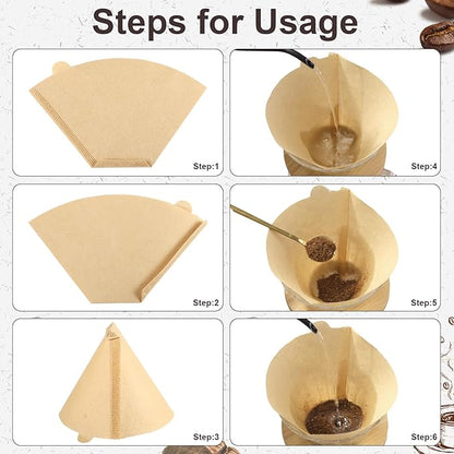 100 Count #4 Cone Coffee Filters 8-12 Cups, Disposable Natural Coffee Filters 4 Cone Paper Unbleached 4 Filters Paper Compatible with Ninja, Drip and Pour Over Coffee Maker