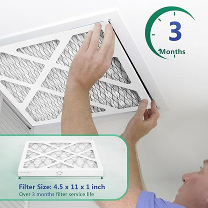 4 Pack Updated 4.5x11x1Air Filter, pertain Merv 11 HVAC Pleated A/C Furnace Filters (Actual Size: 4.5x10.5x0.75)